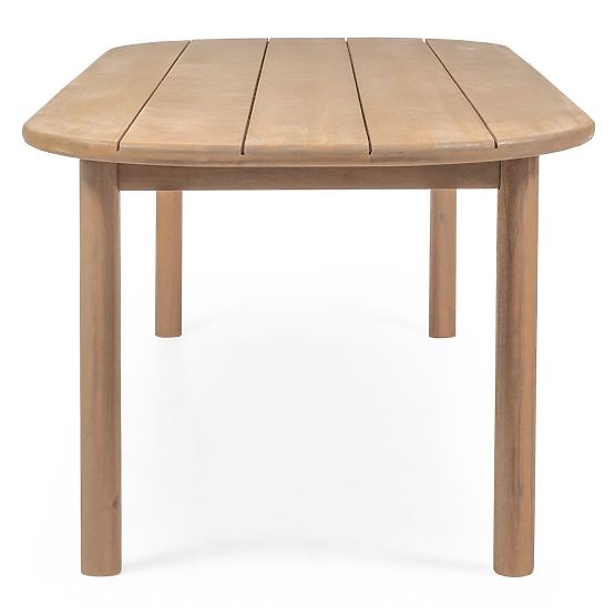Set de grădină Satori II, masă 240 cm + 8 scaune, lemn de salcâm FSC, aspect de tec, bej, rotunjit