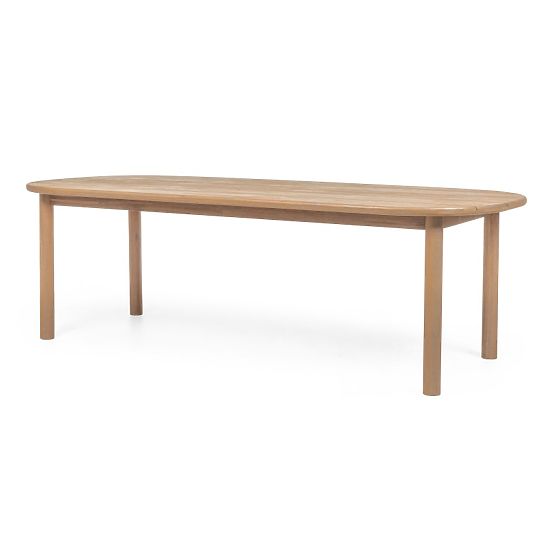 Set de grădină Satori II, masă 240 cm + 8 scaune, lemn de salcâm FSC, aspect de tec, bej, rotunjit