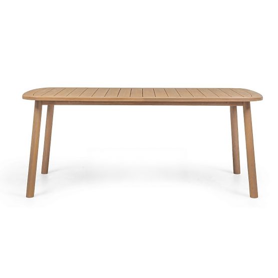 Set de grădină Satori, masă 183 cm + 4 scaune, lemn de salcâm FSC, aspect de tec, bej, rotunjit