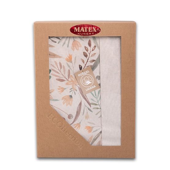 Set de lenjerie LINEN- leaves 220x200 + 2x 70x80