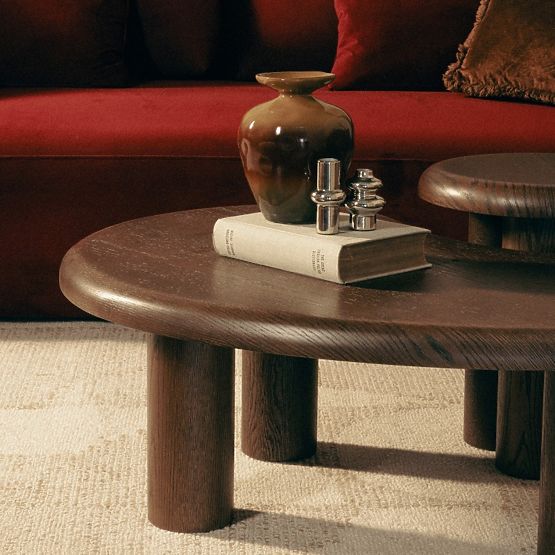 Set de mese Sirocco, stejar închis, forme rotunjite