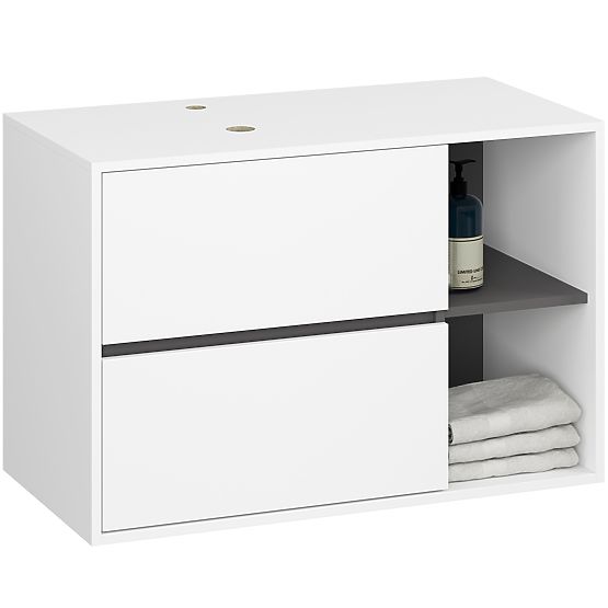 SET DE MOBILIER DE BAIE SUSPENDAT CU DECUPAJE VAMI ALB / GRI GRAFIT