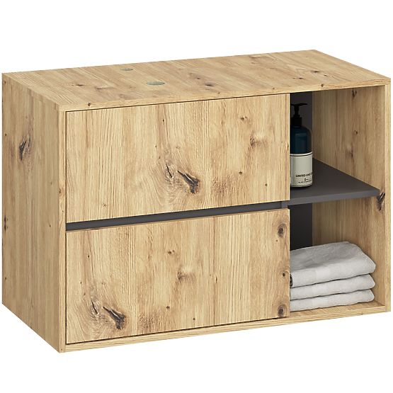 SET DE MOBILIER DE BAIE SUSPENDAT CU DECUPAJE VAMI STEJAR ARTISAN / GRI GRAFIT