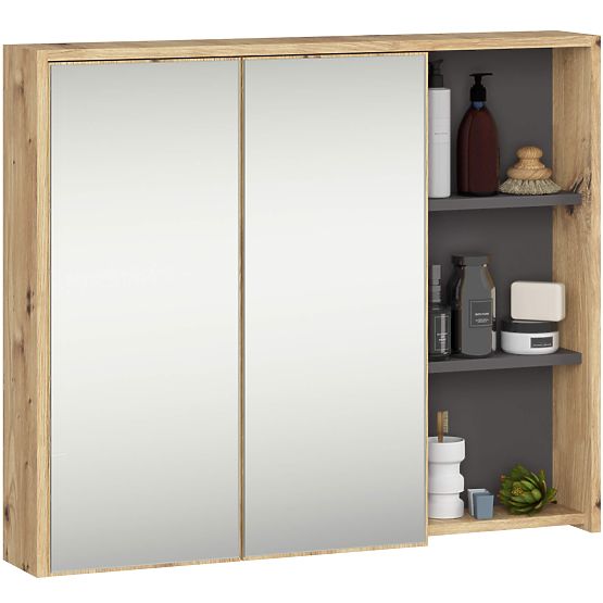 SET DE MOBILIER DE BAIE SUSPENDAT CU DECUPAJE VAMI STEJAR ARTISAN / GRI GRAFIT