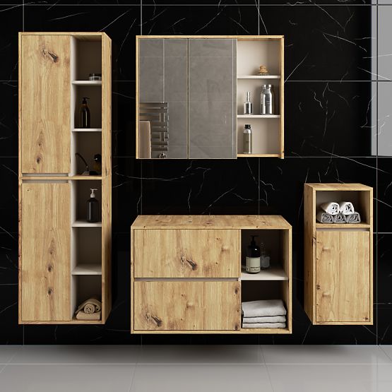 SET DE MOBILIER DE BAIE SUSPENDAT CU ORIFICII VAMI STEJAR ARTISAN / CAȘMIR