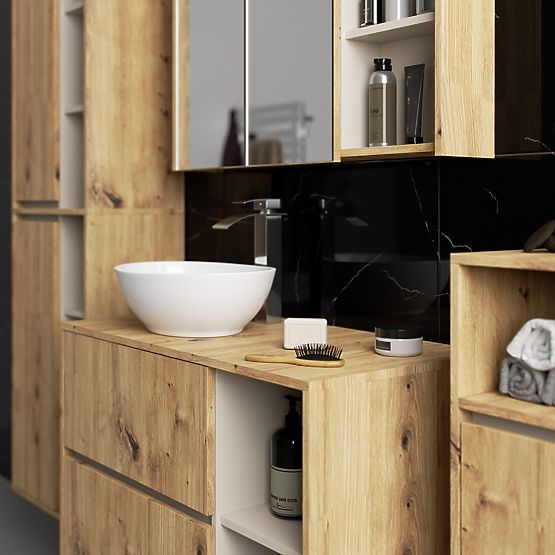 SET DE MOBILIER DE BAIE SUSPENDAT CU ORIFICII VAMI STEJAR ARTISAN / CAȘMIR