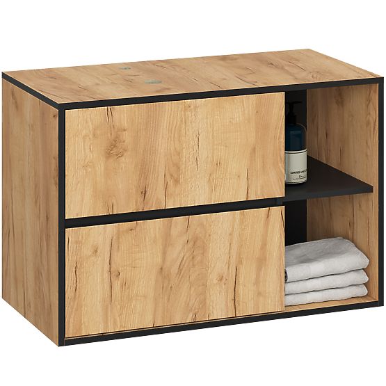 SET DE MOBILIER DE BAIE SUSPENDAT CU ORIFICII VAMI STEJAR CRAFT / NEGRU