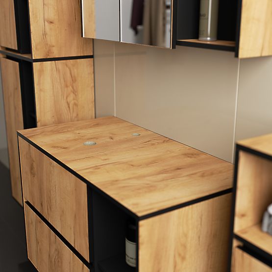 SET DE MOBILIER DE BAIE SUSPENDAT CU ORIFICII VAMI STEJAR CRAFT / NEGRU