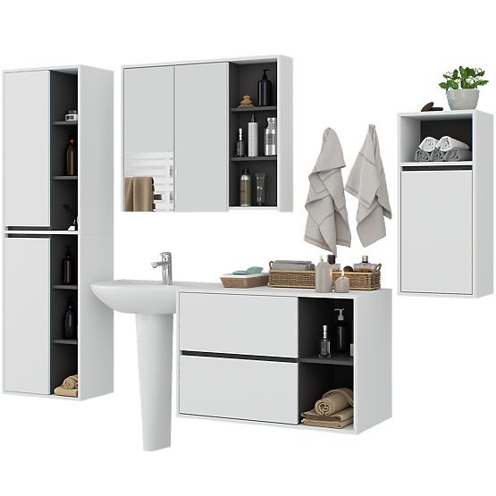 SET DE MOBILIER DE BAIE SUSPENDAT VAMI ALB / GRI GRAFIT
