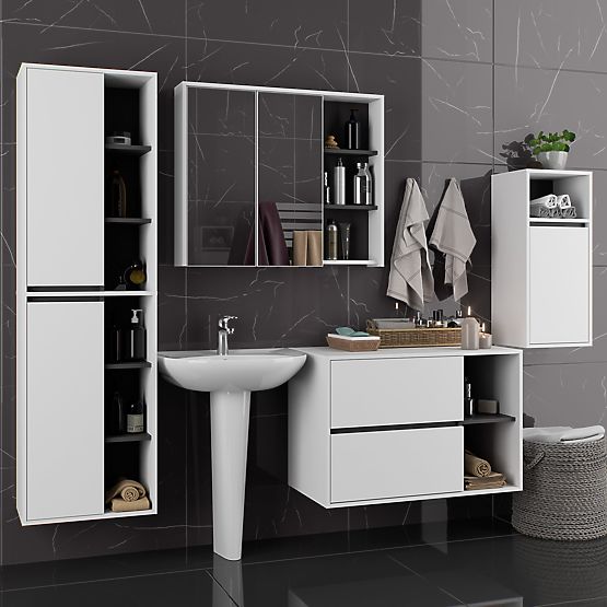 SET DE MOBILIER DE BAIE SUSPENDAT VAMI ALB / GRI GRAFIT