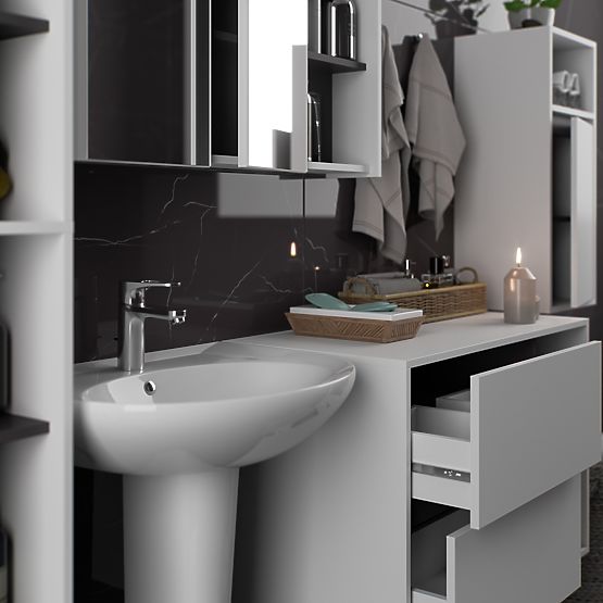 SET DE MOBILIER DE BAIE SUSPENDAT VAMI ALB / GRI GRAFIT