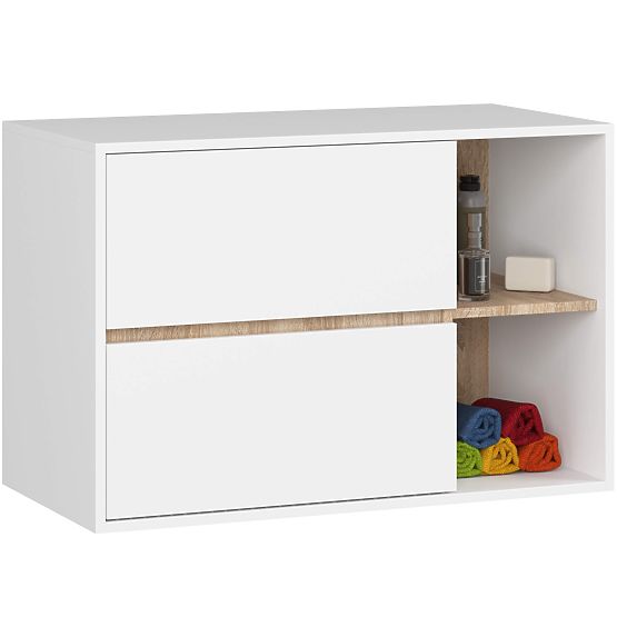 SET DE MOBILIER DE BAIE SUSPENDAT VAMI ALB / STEJAR SONOMA