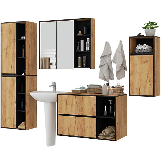 SET DE MOBILIER DE BAIE SUSPENDAT VAMI STEJAR CRAFT / NEGRU