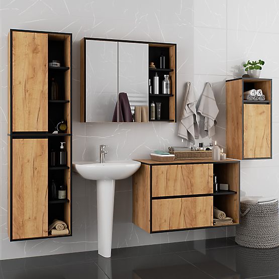SET DE MOBILIER DE BAIE SUSPENDAT VAMI STEJAR CRAFT / NEGRU