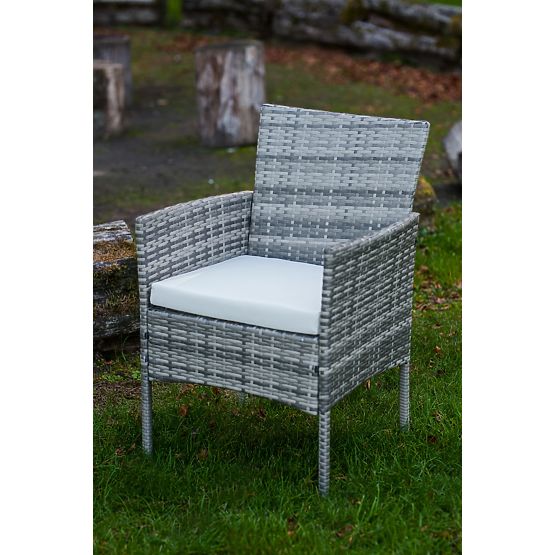 Set de mobilier de balcon (2 x fotoliu + masă) SANO din ratan tehnologic gri