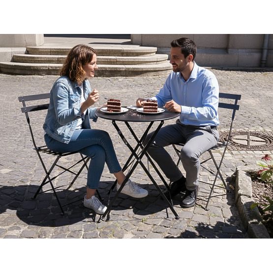 Set de mobilier de balcon (2 x scaune pliabile + masă) SEMPLICI Oțel Negru