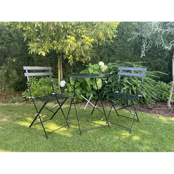 Set de mobilier de balcon (2 x scaune pliabile + masă) SEMPLICI Oțel Negru