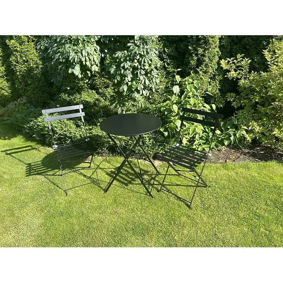 Set de mobilier de balcon (2 x scaune pliabile + masă) SEMPLICI Oțel Negru
