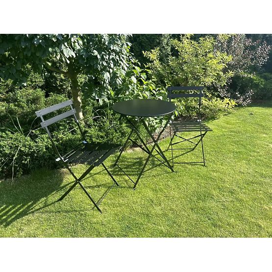 Set de mobilier de balcon (2 x scaune pliabile + masă) SEMPLICI Oțel Negru