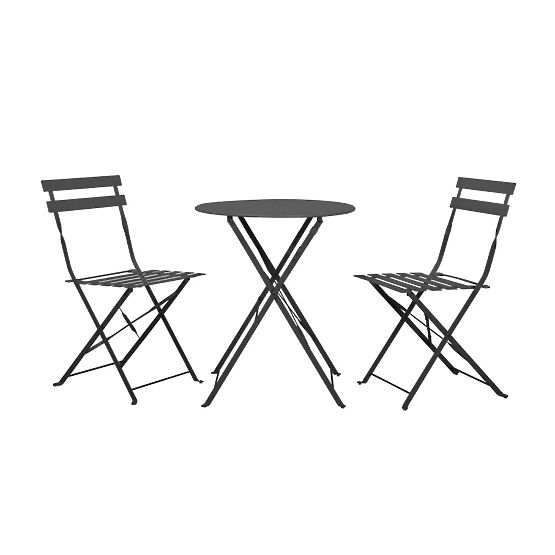 Set de mobilier de balcon (2 x scaune pliabile + masă) SEMPLICI Oțel Negru