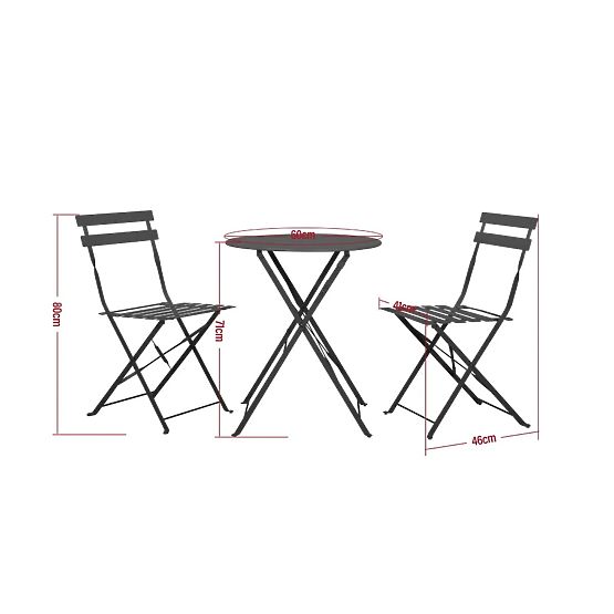 Set de mobilier de balcon (2 x scaune pliabile + masă) SEMPLICI Oțel Negru