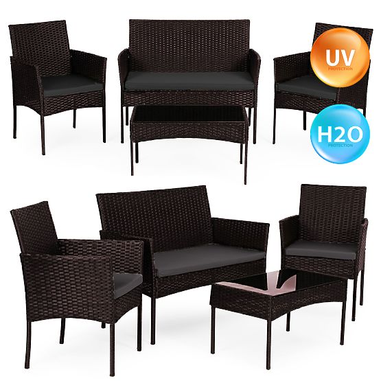 Set de mobilier de grădină din tehnoratan bancă masă scaune maro închis MultiGarden