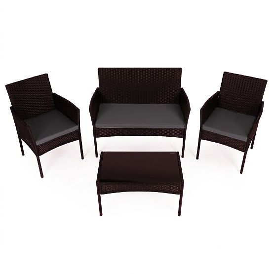 Set de mobilier de grădină din tehnoratan bancă masă scaune maro închis MultiGarden
