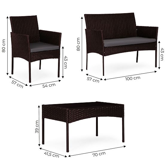 Set de mobilier de grădină din tehnoratan bancă masă scaune maro închis MultiGarden