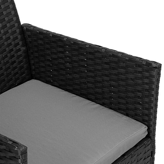 Set de mobilier de grădină din tehnoratan MAGNOLIA negru cu perne gri