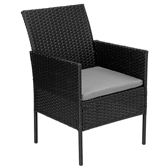 Set de mobilier de grădină din tehnoratan MAGNOLIA negru cu perne gri