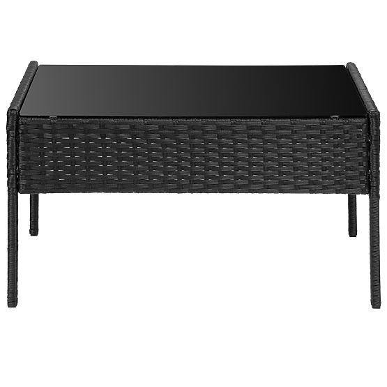 Set de mobilier de grădină din tehnoratan MAGNOLIA negru cu perne gri