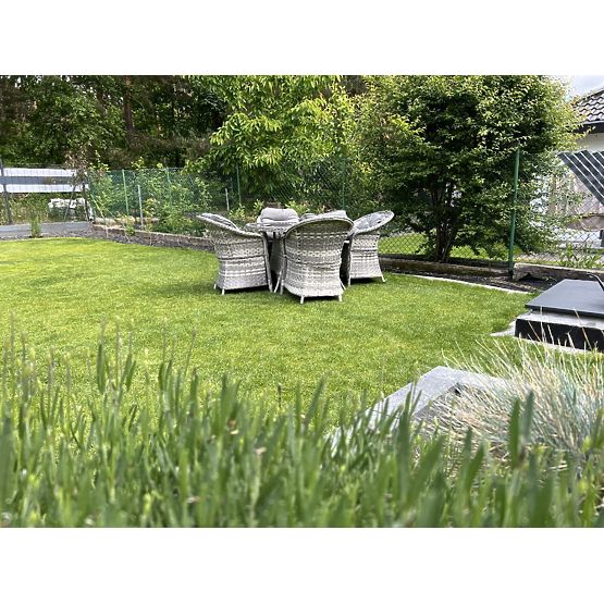 Set de mobilier de masă din tehnoratan (4 fotolii + masă rotundă) MODERNO gri deschis