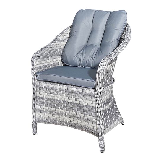 Set de mobilier de masă din tehnoratan (4 fotolii + masă rotundă) MODERNO gri deschis