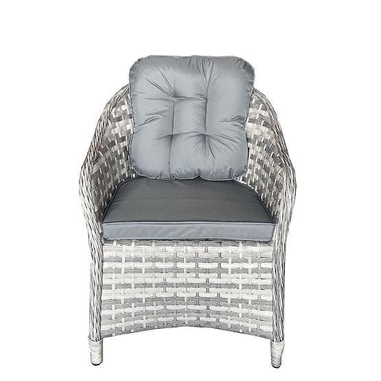 Set de mobilier de masă din tehnoratan (4 fotolii + masă rotundă) MODERNO gri deschis