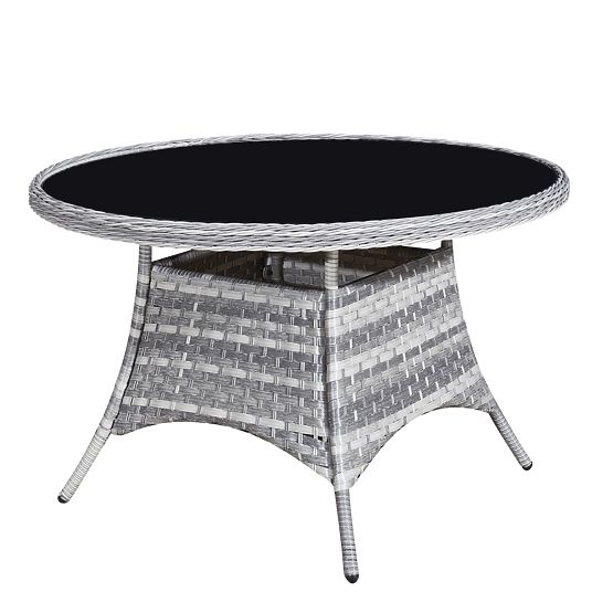 Set de mobilier de masă din tehnoratan (4 fotolii + masă rotundă) MODERNO gri deschis