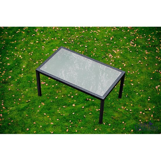 Set de mobilier de sufragerie din tehnoratan (masă 150×90 cm + 6 × scaune) AVVICENTE, negru