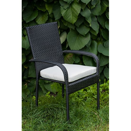Set de mobilier de sufragerie din tehnoratan (masă 150×90 cm + 6 × scaune) AVVICENTE, negru