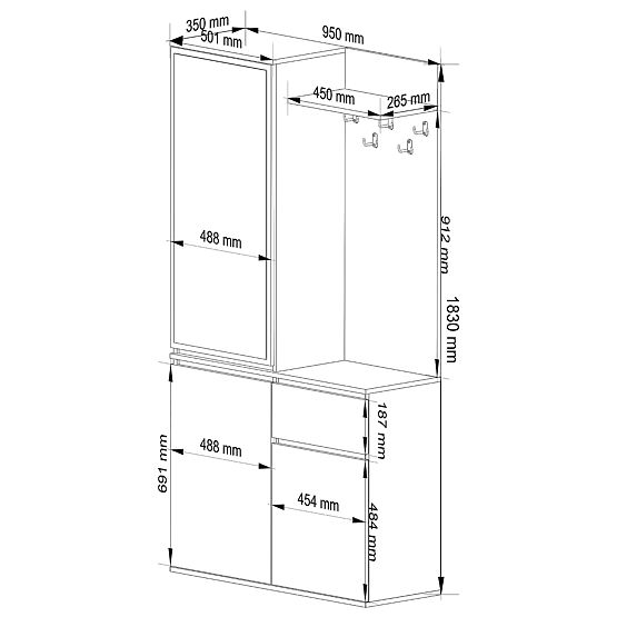 SET DE MOBILIER PENTRU HOL ENTRO PK NEGRU / STEJAR CRAFT