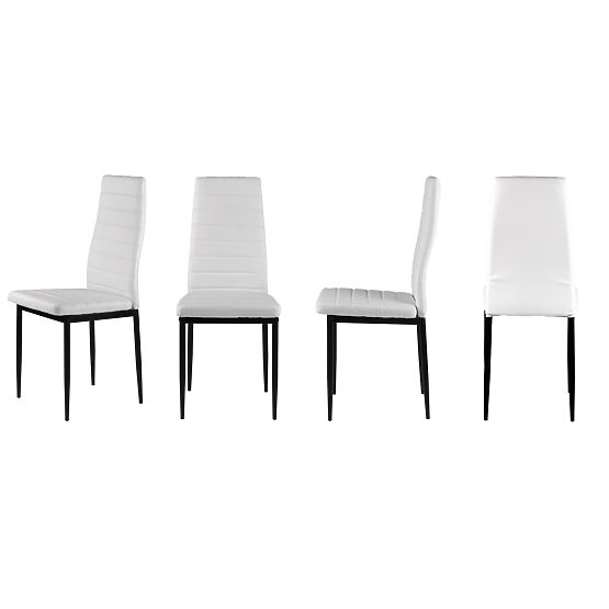 Set de scaune din piele ecologică 4 bucăți cu spătar înalt - alb