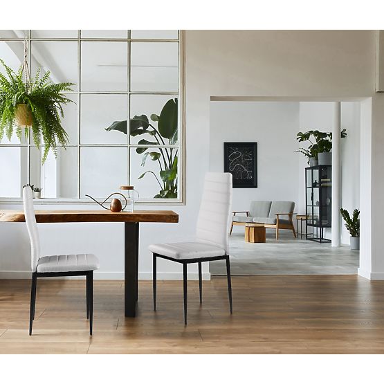 Set de scaune din piele ecologică 4 bucăți cu spătar înalt - alb