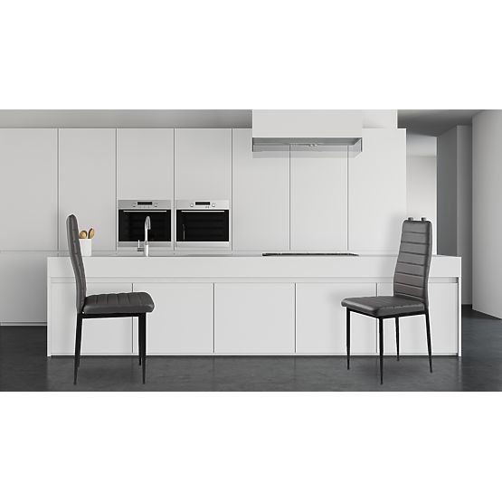 Set de scaune din piele ecologică 4 bucăți cu spătar înalt - gri