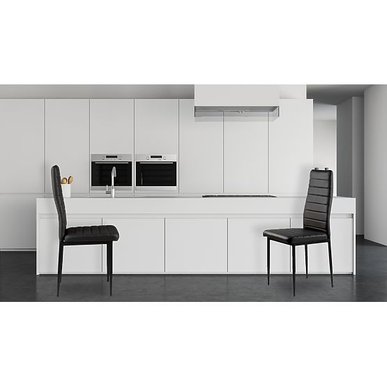 Set de scaune din piele ecologică 4 bucăți cu spătar înalt - negre