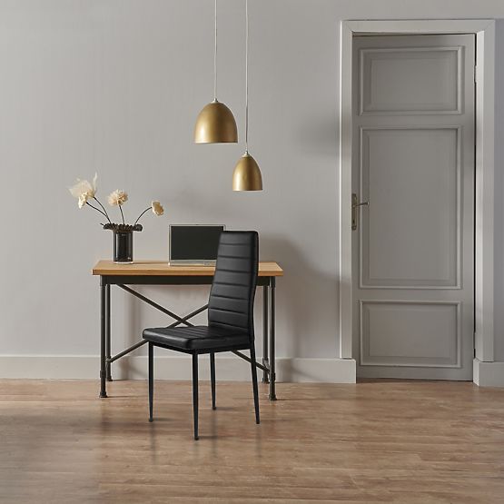 Set de scaune din piele ecologică 4 bucăți cu spătar înalt - negre