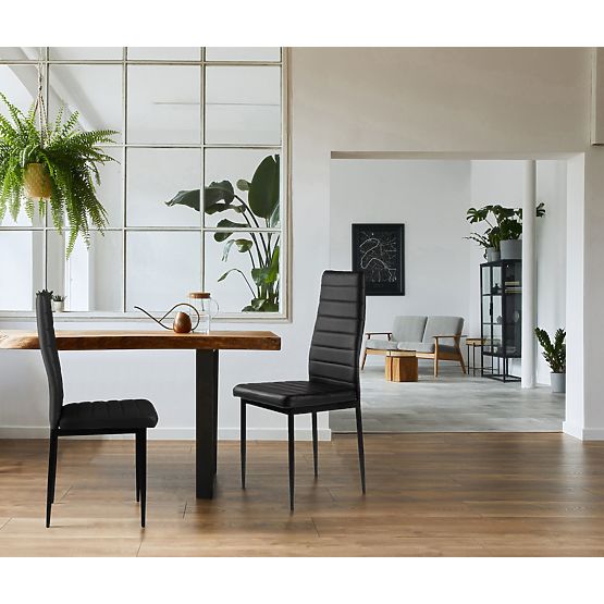 Set de scaune din piele ecologică 4 bucăți cu spătar înalt - negre