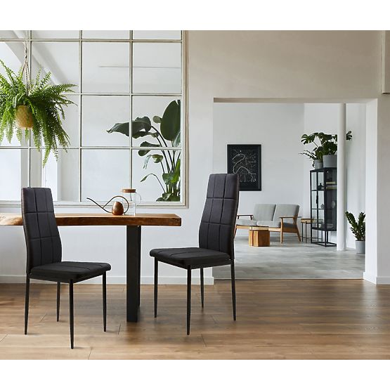 Set de scaune tapițate pentru sufragerie și living 4 bucăți negre