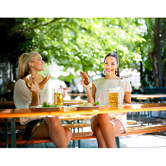 Set din oțel și lemn LAGER: masă + 2 bănci 220 cm