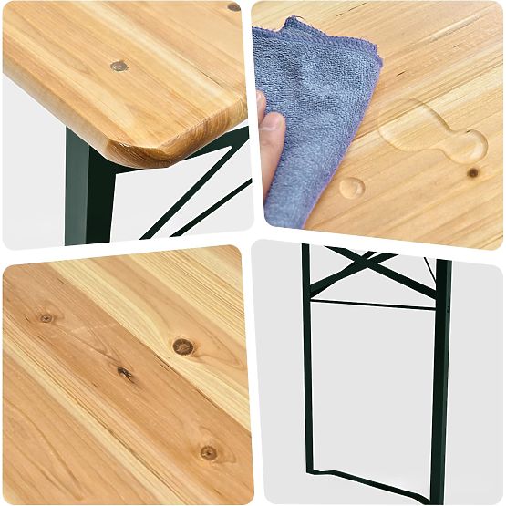 Set din oțel și lemn LAGER: masă + 2 bănci 220 cm