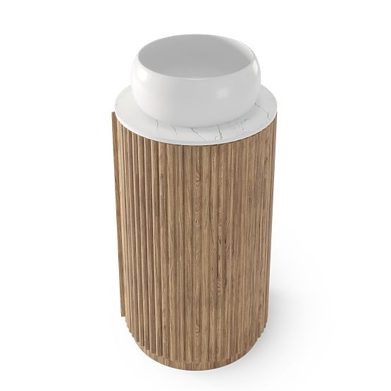 Set dulap cu blat și chiuvetă La promessa 40 cm, canelat, rotunjit, stejar/alb