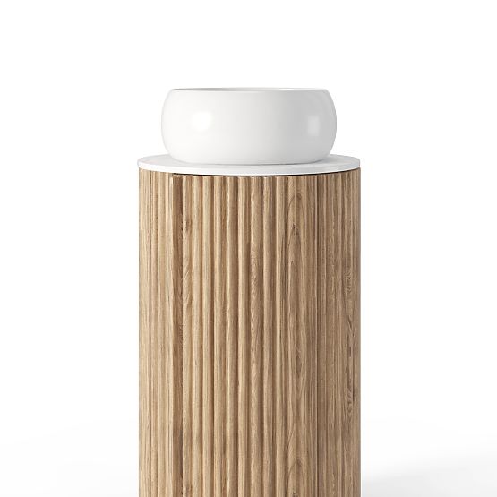 Set dulap cu blat și chiuvetă La promessa 40 cm, canelat, rotunjit, stejar/alb