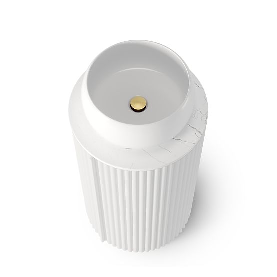 Set dulap cu blat și lavoar La promessa 40 cm, canelat, rotunjit, alb